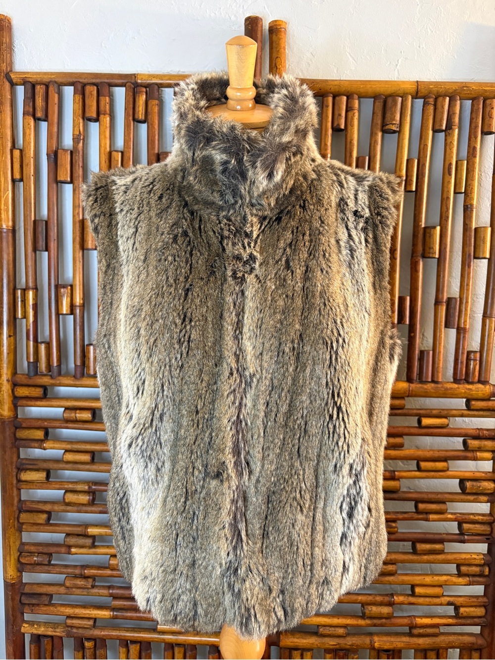 RALPH LAUREN BROWN FAUX FUR VEST SZ L
